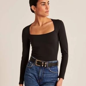 Abercrombie & Fitch Long-Sleeve Squareneck Bodysuit